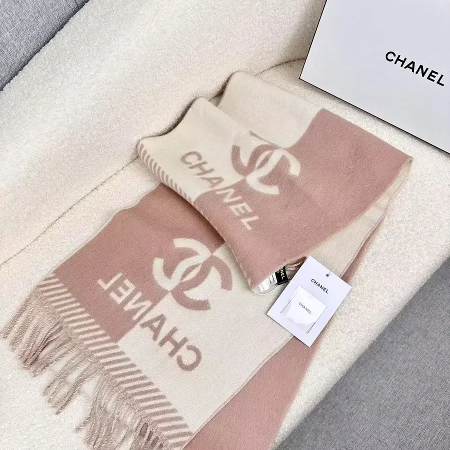 CHANEL 샤넬 양면 배색 울 머플러