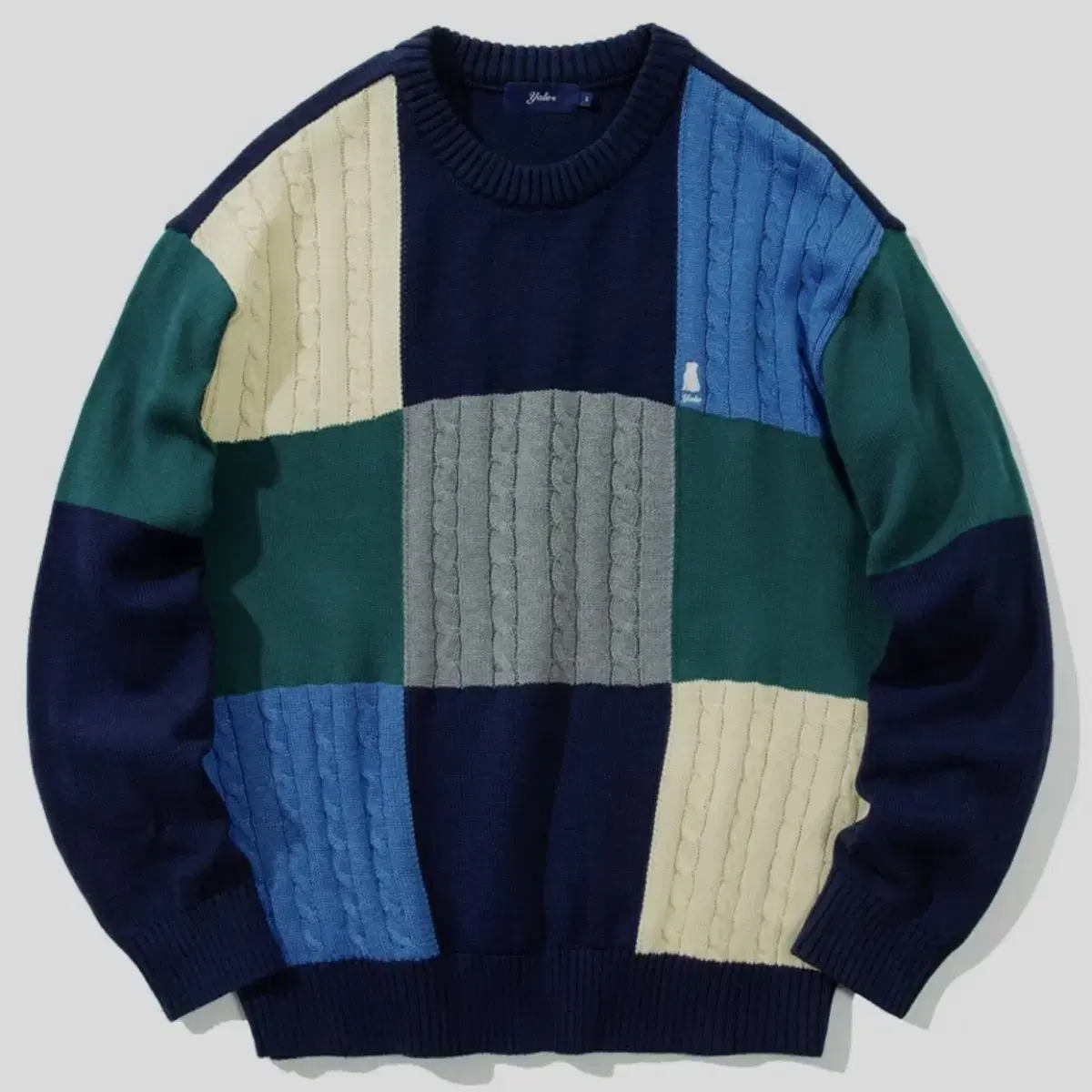 예일 MIX CABLE CREWNECK KNIT (NAVY)