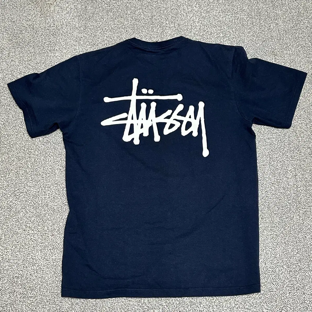 [M]2023 Stussy Logo Short Sleeve T-Shirt Navy