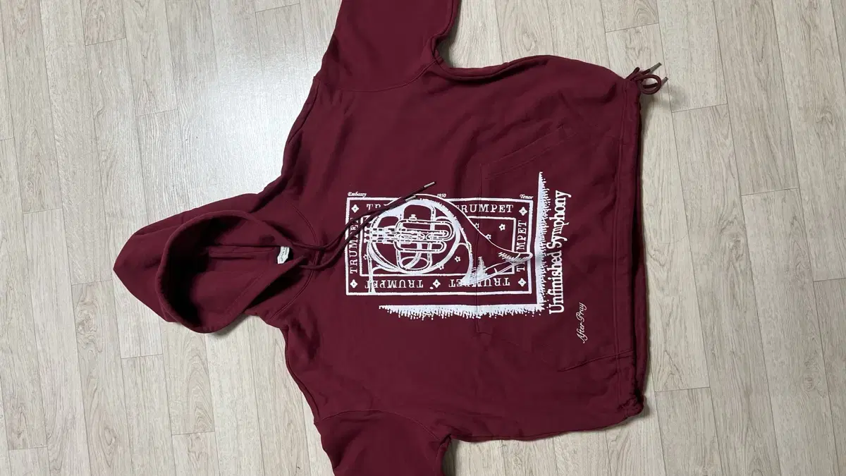 Afterpray Printed Hoodie Burgundy M