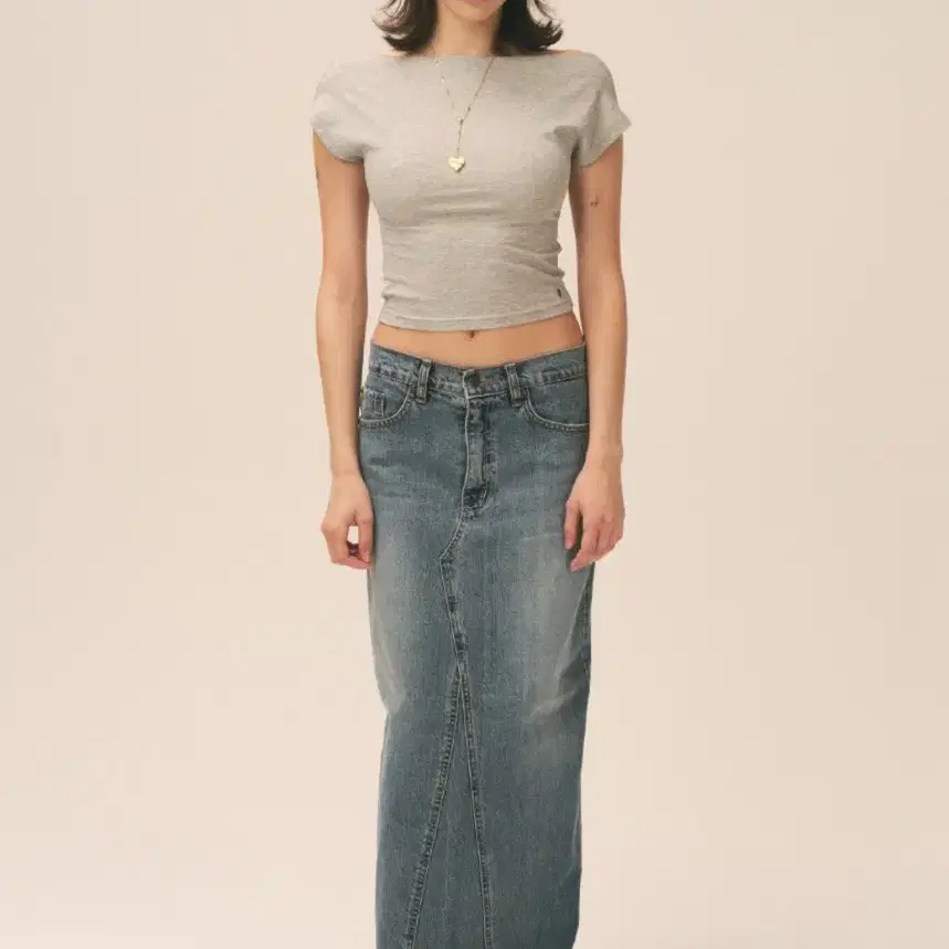 글로니 94 MID-RISE DENIM LONG SKIRT M