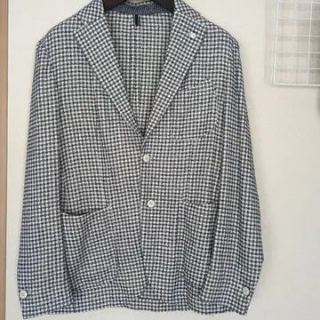 L.B.M.1911 파랑과 화이트 체크 무늬 테일러드 재킷