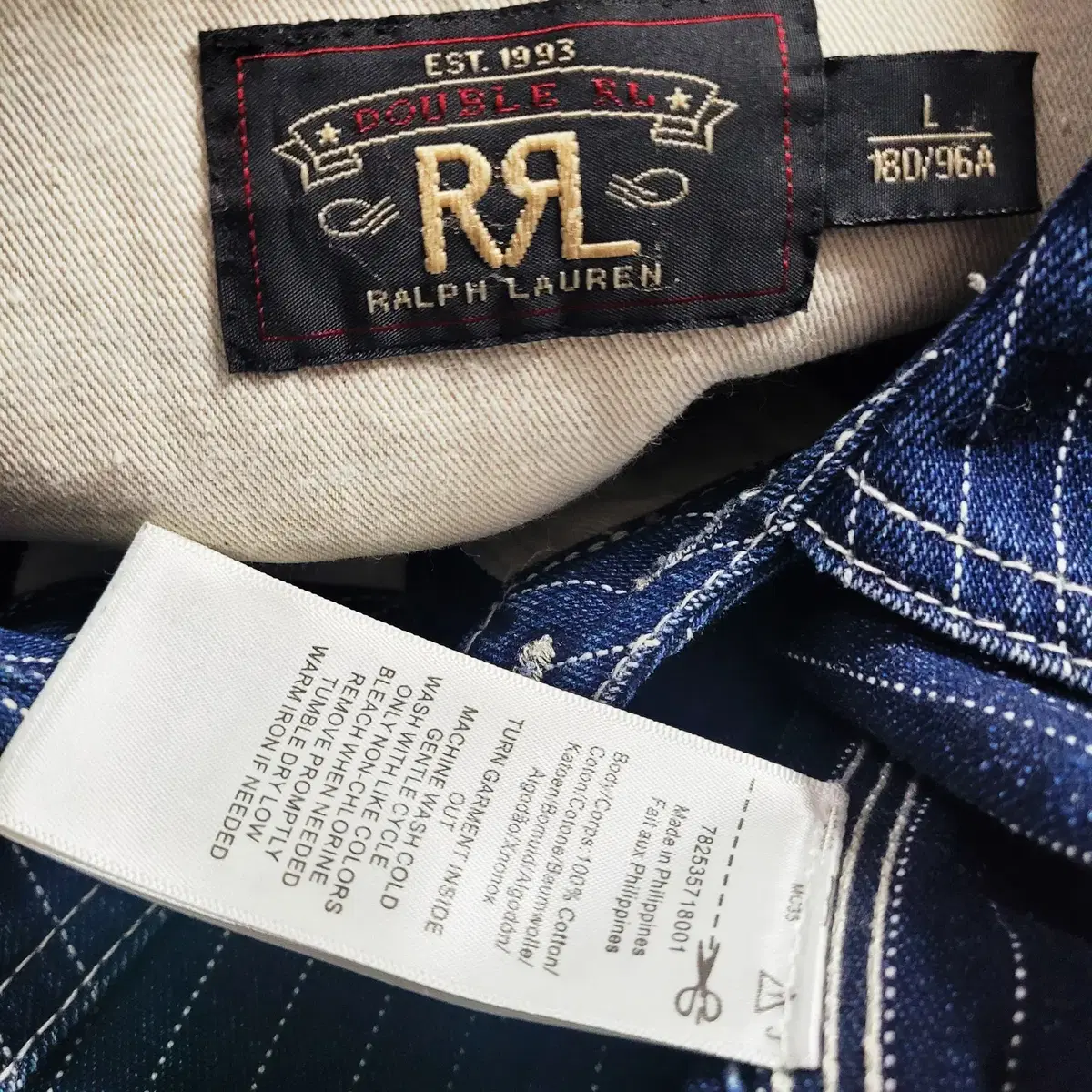 RRL 히코리 스트라이프 웨스턴 워크데님셔츠 L 상태극상 MYR