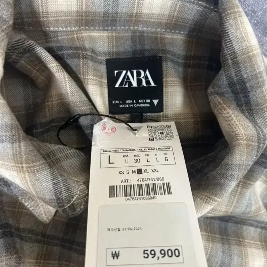 Zara 자라 플란넬 오버핏 체크 셔츠