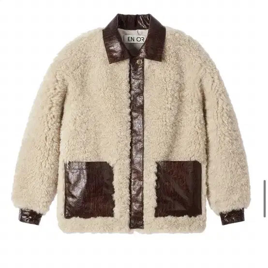 LEATHER COLORED FUR JACKET - BEIGE