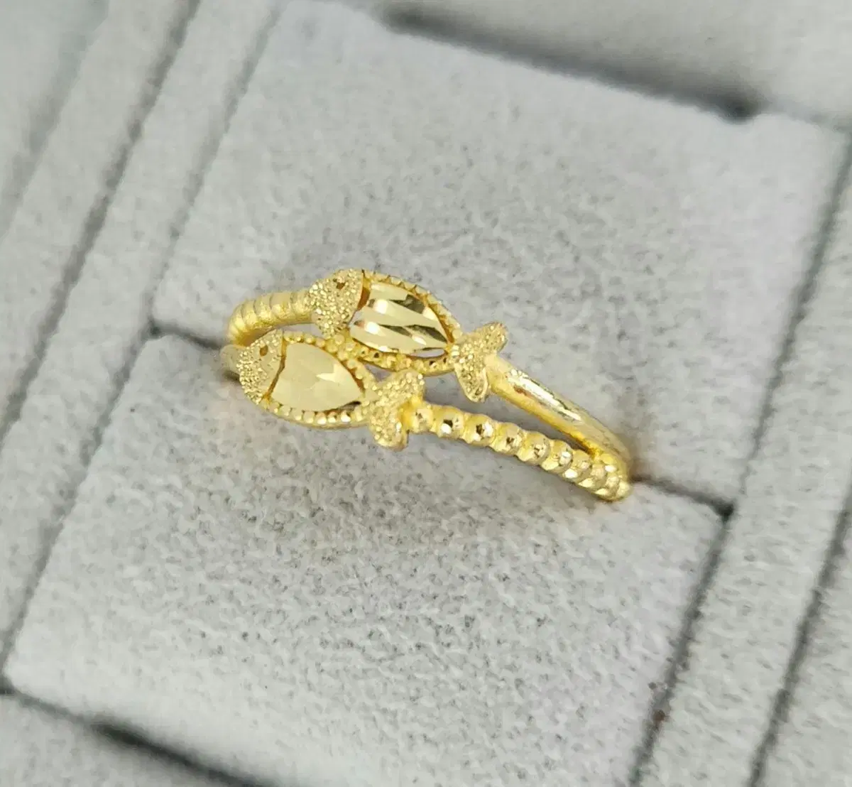 24K Solid Gold 1 Keum Double Fish Ring