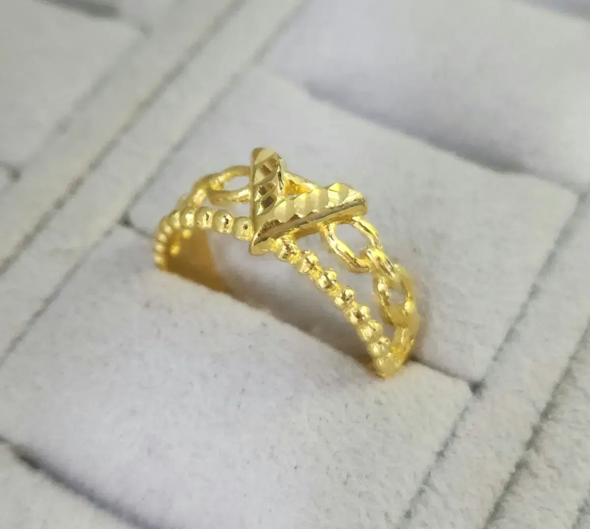 24k Solid Gold 1 Keum V Double Ring Ring