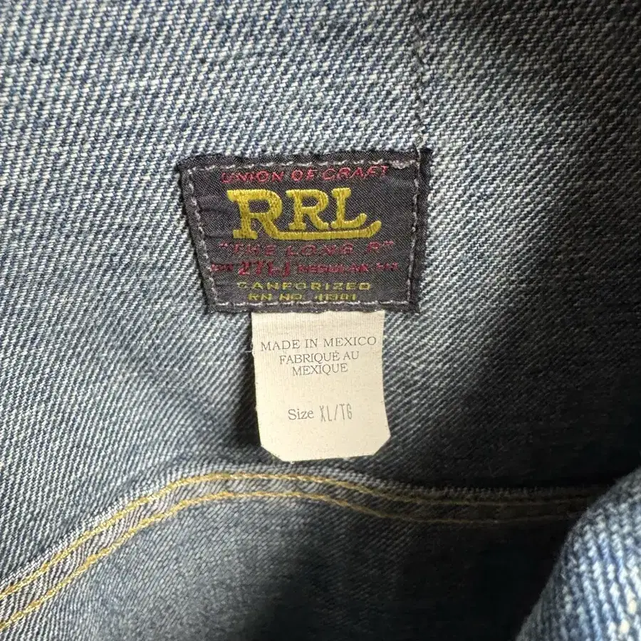 XL 더블알엘 RRL LOT271 리랜드워시 데님 자켓/웨스턴 체크