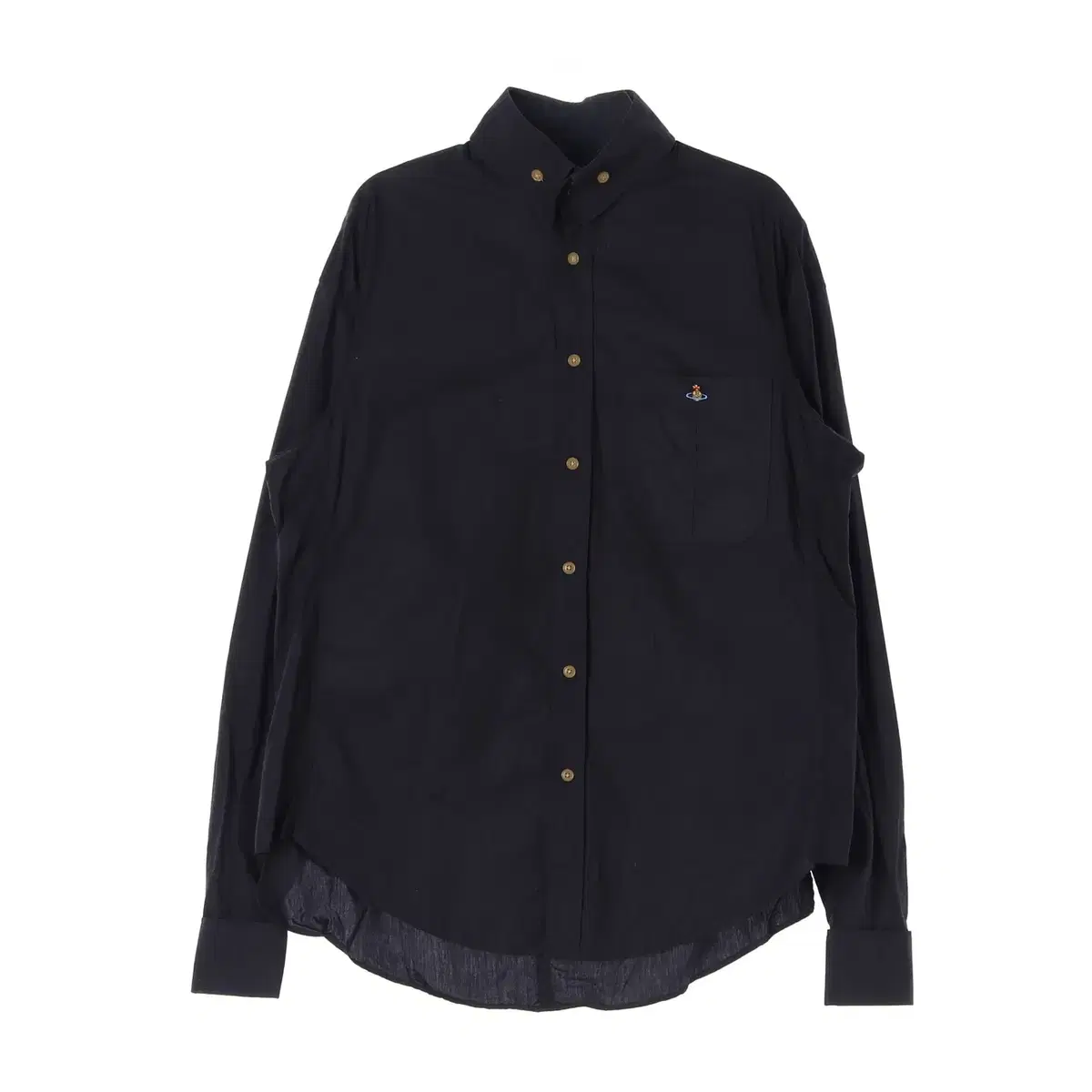 (Genuine)[M]Vivienne Westwood Black Logo Pocket Long Sleeve Shirt