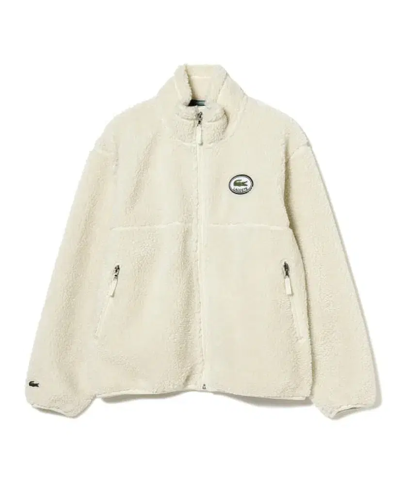 Lacoste Beams Ivory Overfit Fleece Poggy Sherpa Zip Up Unisex