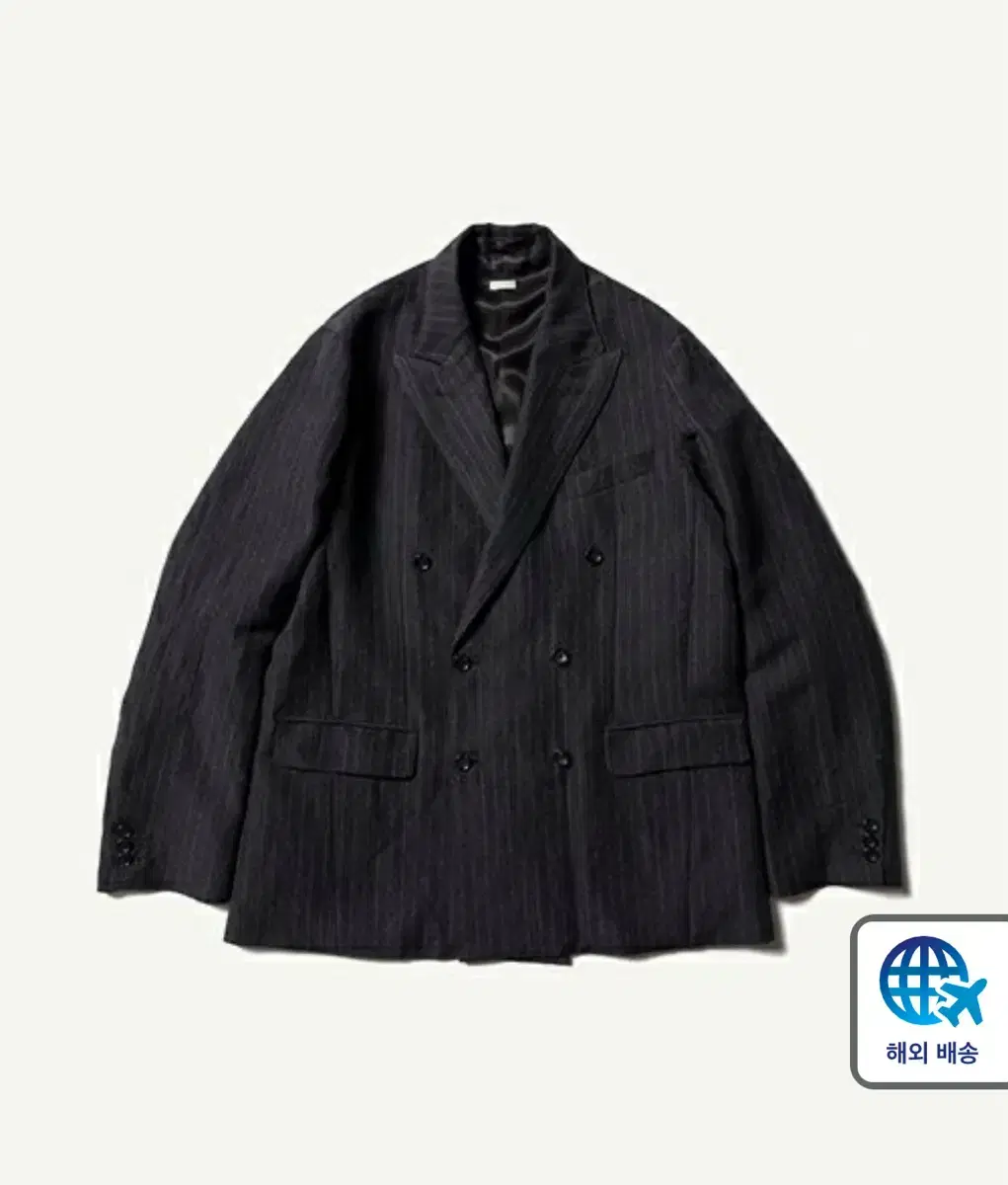 [3] a.presse Double Breasted Jacket Striped Charcoal