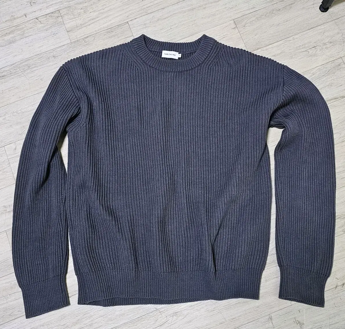 SEW Crew Neck Cotton Rib Knit(Dark Grey)