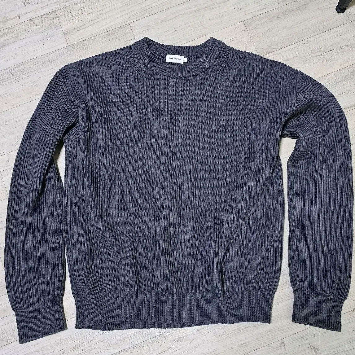 SEW Crew Neck Cotton Rib Knit(Dark Grey)