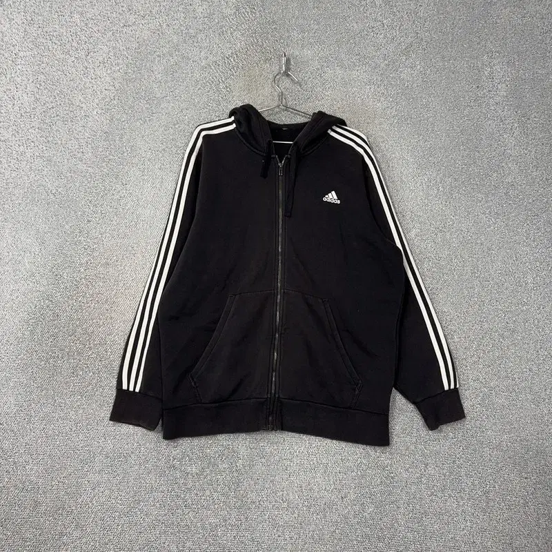 Adidas Black Logo Three-Wire Overfit Hoodie Zip-up XL