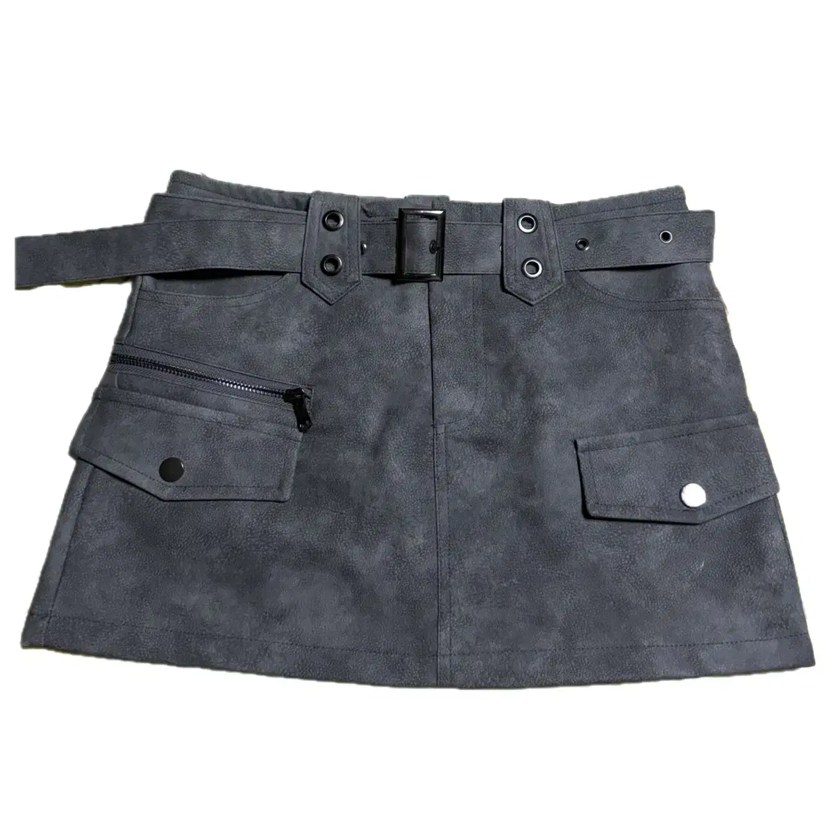 washed leather belt mini skirt 레더 미니 스커트