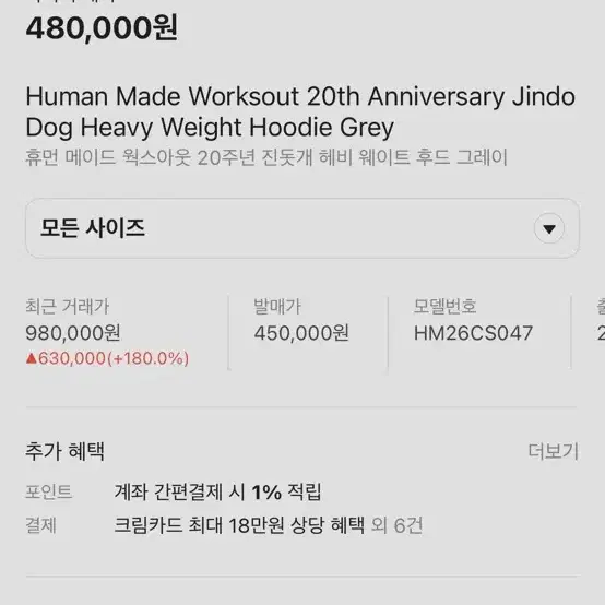 휴먼메이드 진돗개 헤이웨이트 후디 후드티 웍스아웃20주년