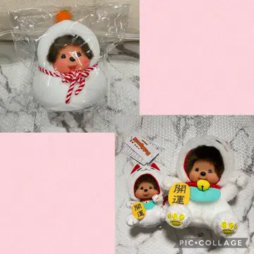 몬치 가가미모찌 마네키네코 마네키네코 SS 얼굴모양 키체인 S 화이트