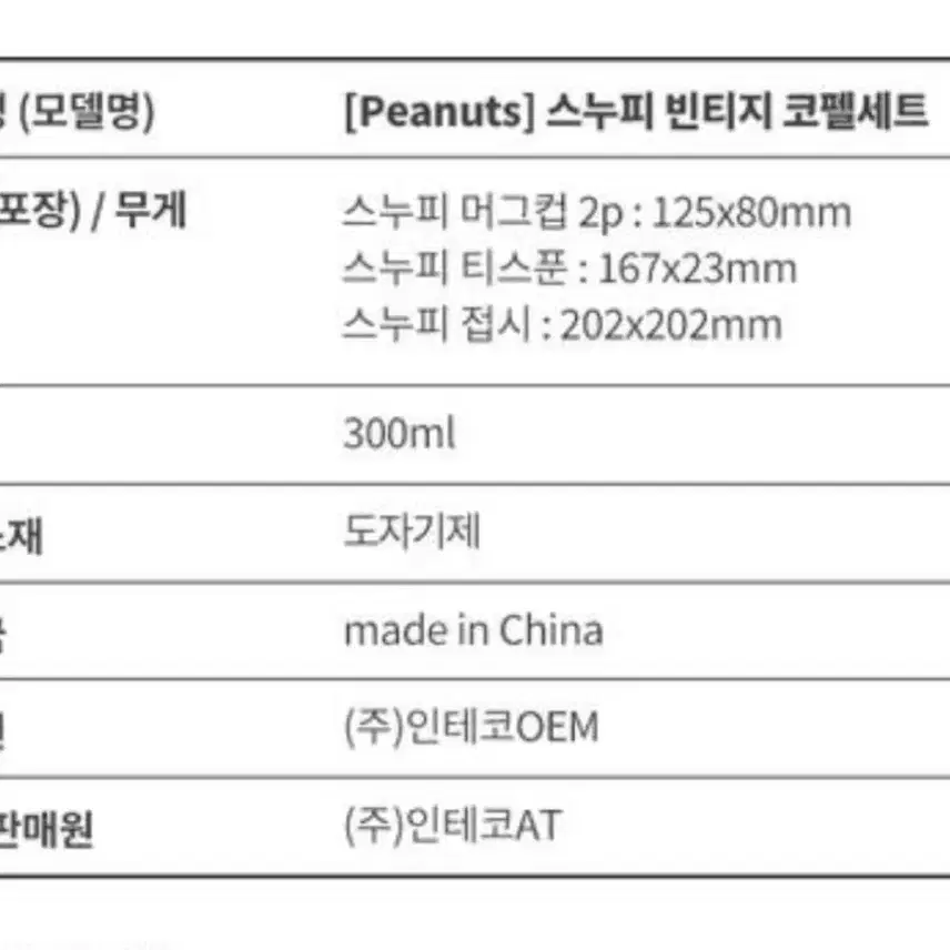 피너츠 스누피 빈티지 코펠세트 머그컵 접시 (미사용)