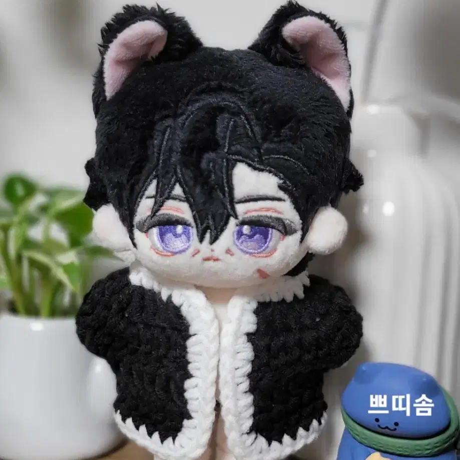 10cm 인형 라인가디건과 넥리본