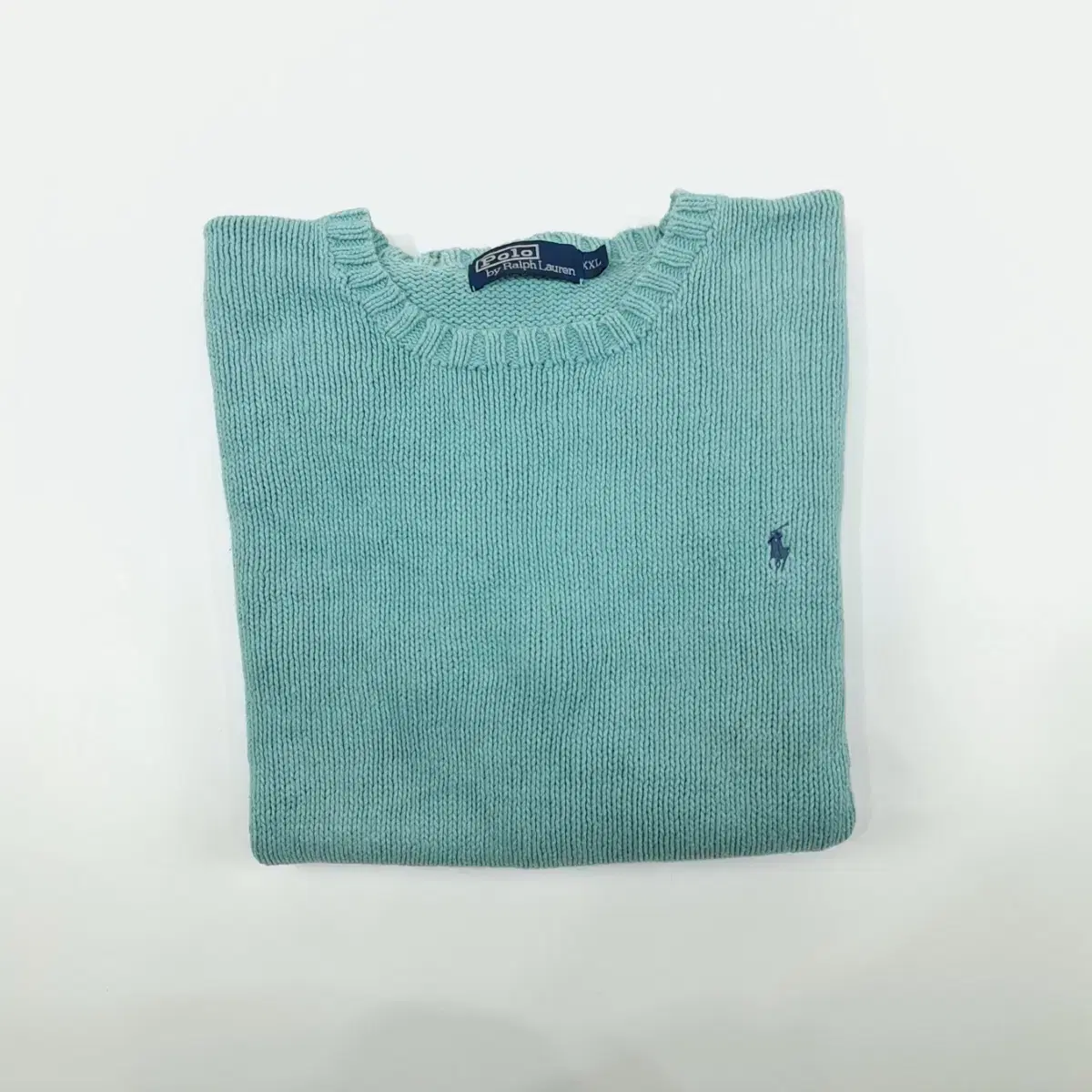 (CS625)2XL 폴로 에메랄드그린 린넨 라운드 니트 스웨터knit