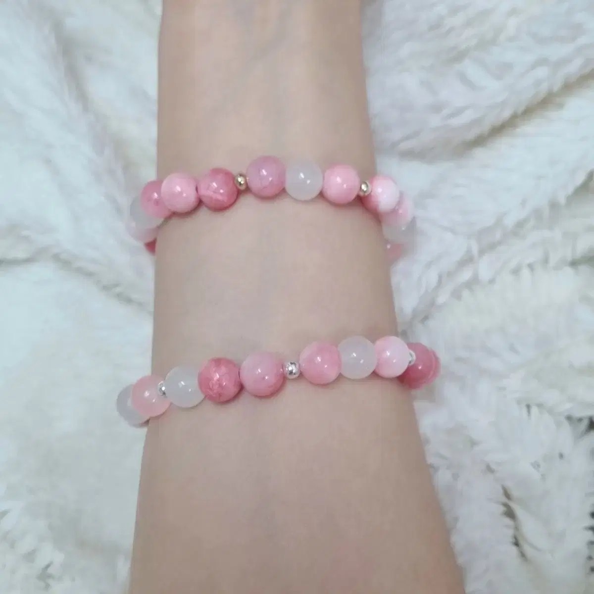 Pink jade citrine gemstone bead bracelet