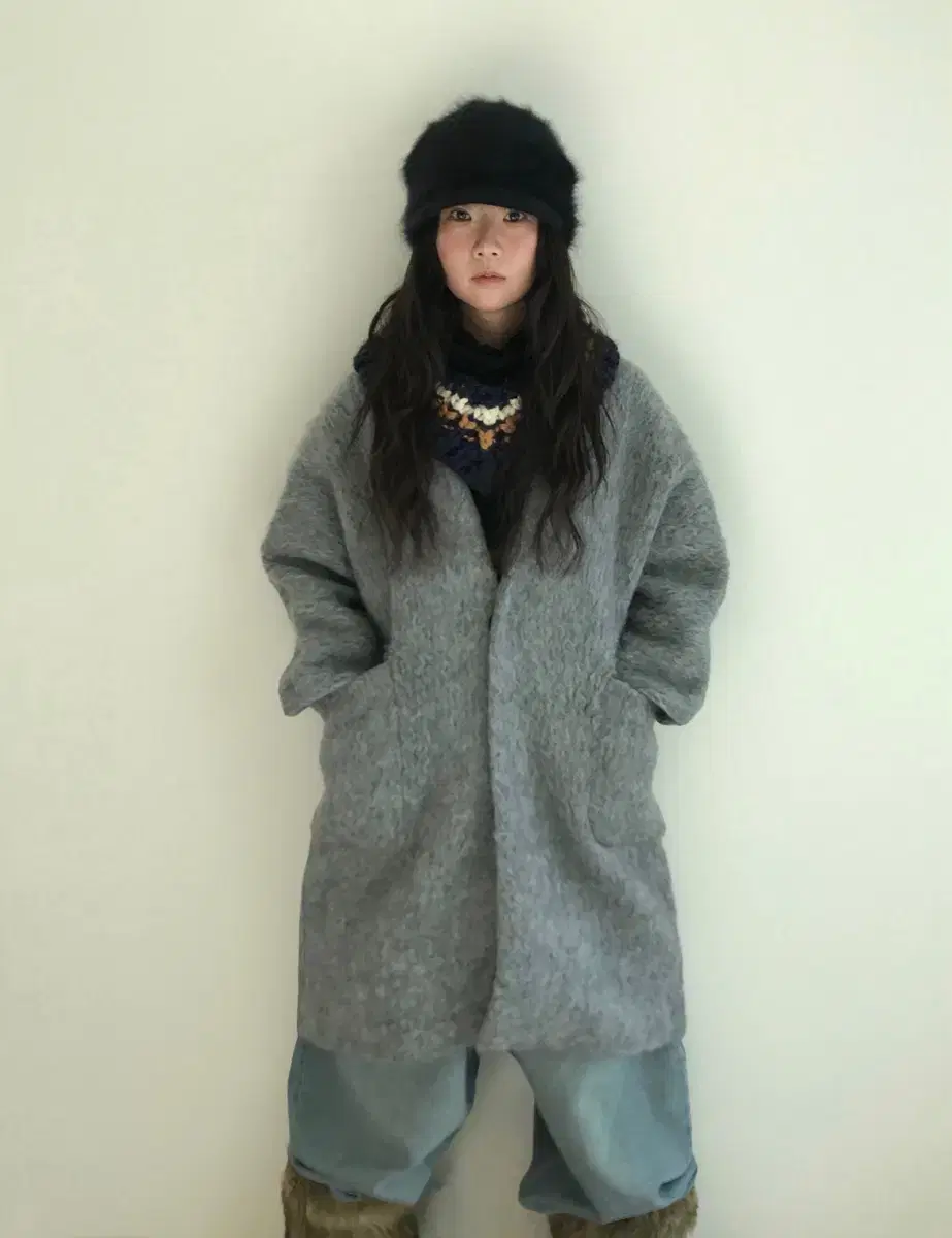 vintage grey button coat