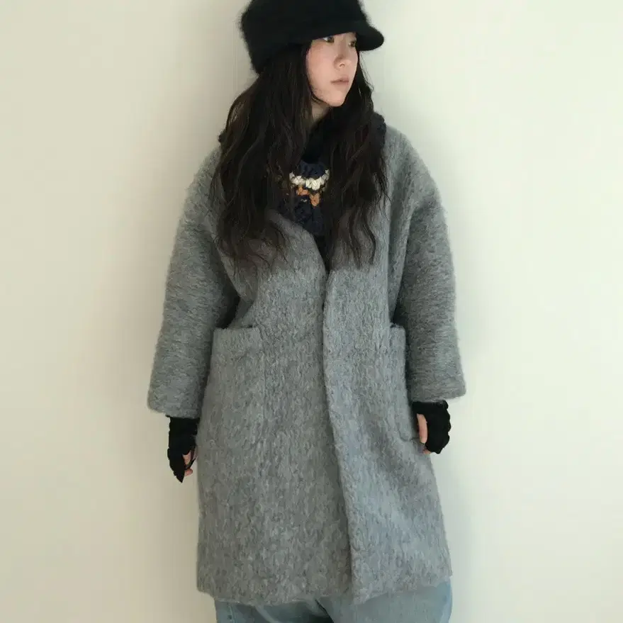 vintage grey button coat