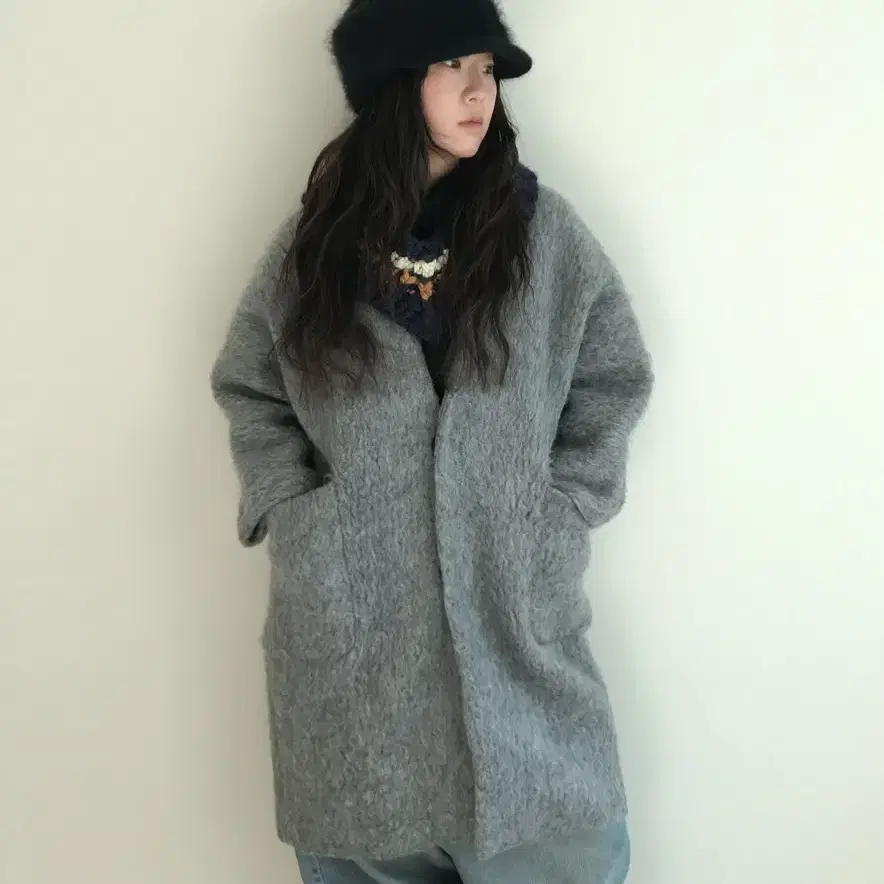 vintage grey button coat