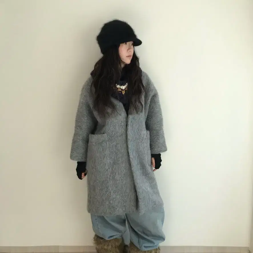 vintage grey button coat