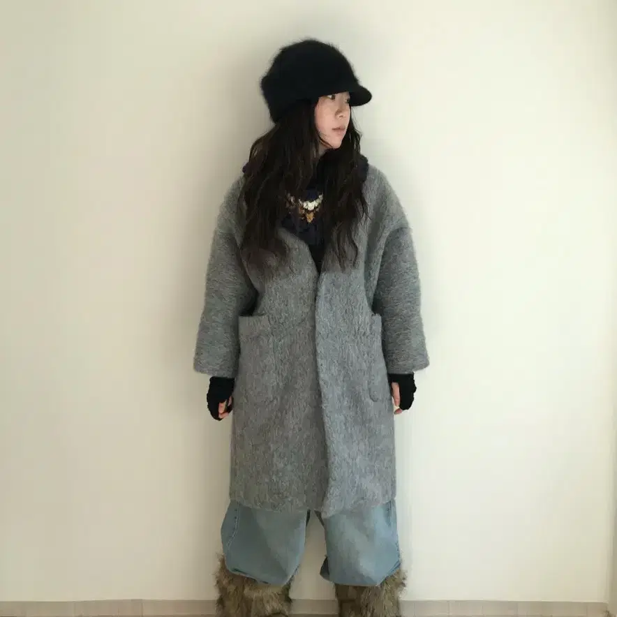 vintage grey button coat