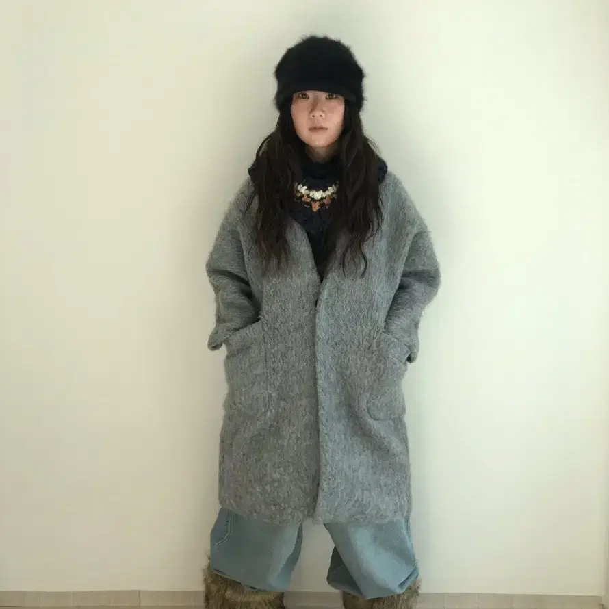 vintage grey button coat