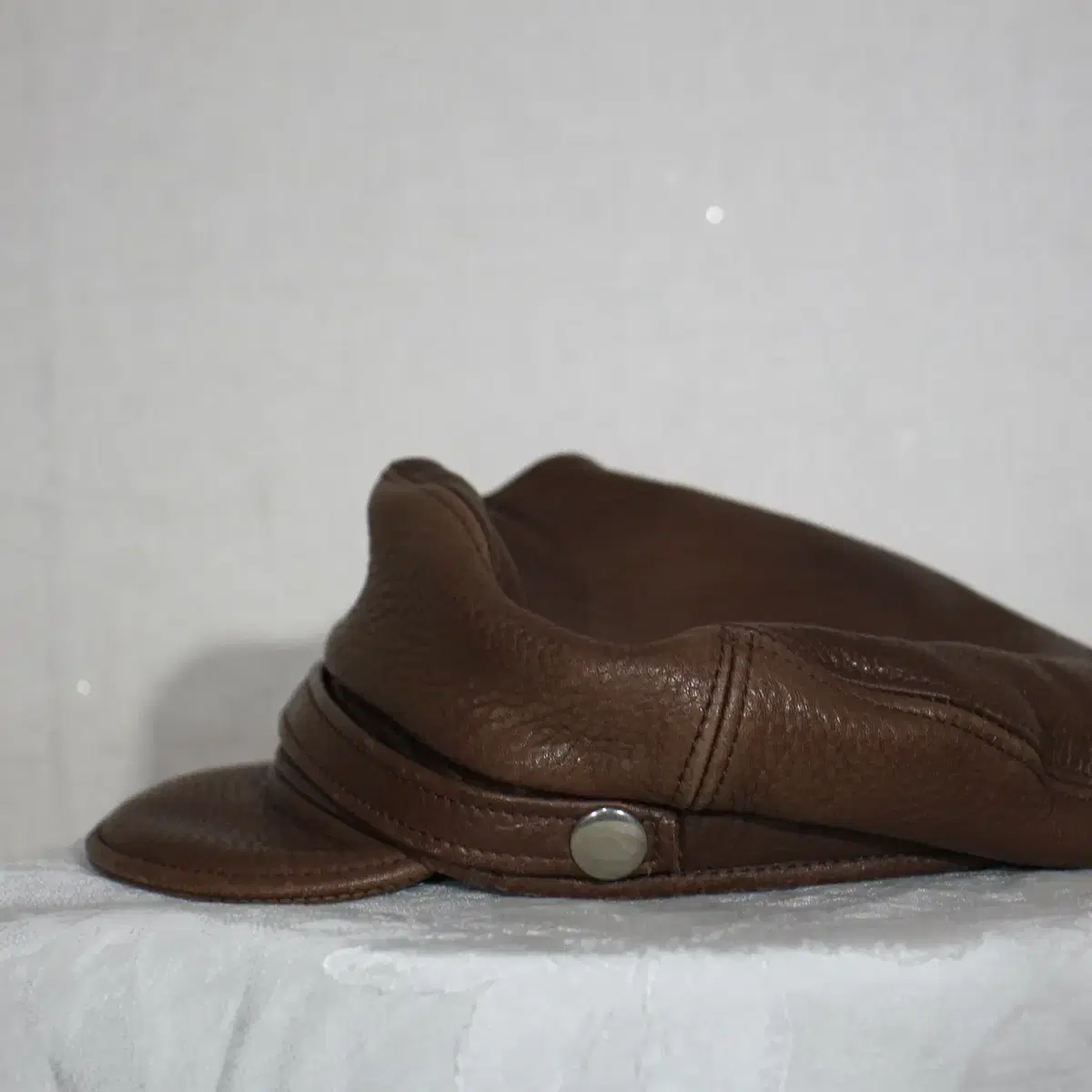 VINTAGE leather cap 빈티지가죽모자 (56cm)