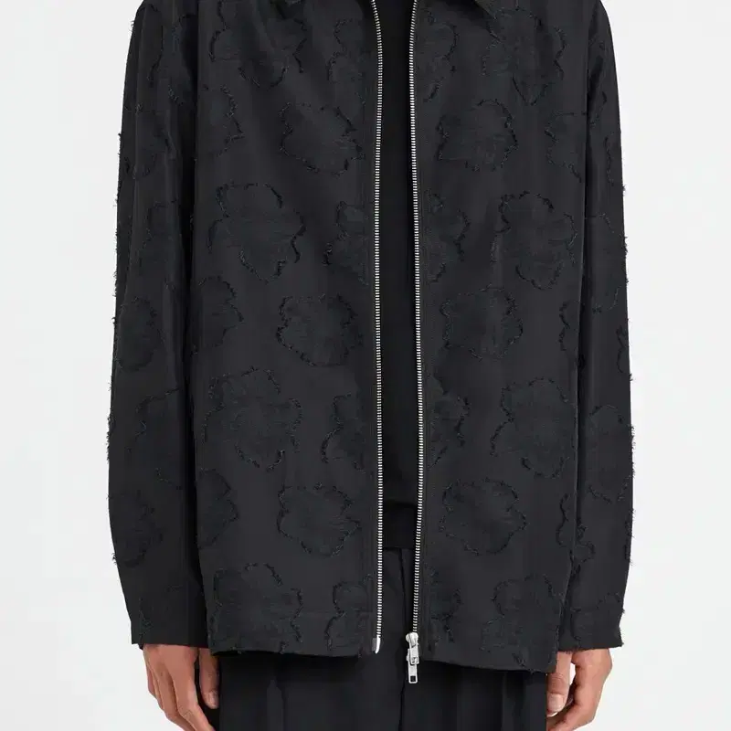 유스 Zip-up Collar Jacket Black Flower (S)