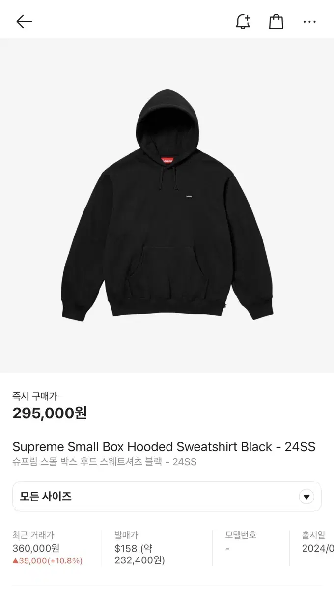 Supreme Small Boxy Hooded Sweatshirt Black - 24SS