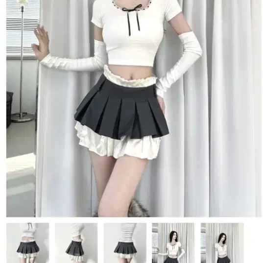 서우 Satin layered mini pleats sk