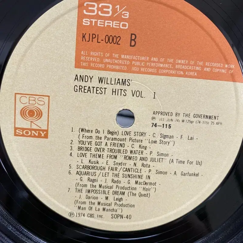 ANDY WILLIAMS   LP / AA7061