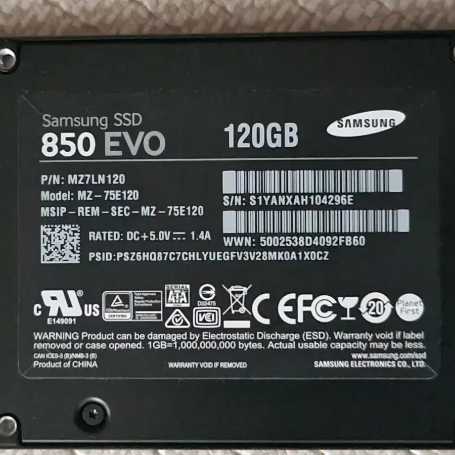 삼성SSD 850 EVO 120G팝니다.3개