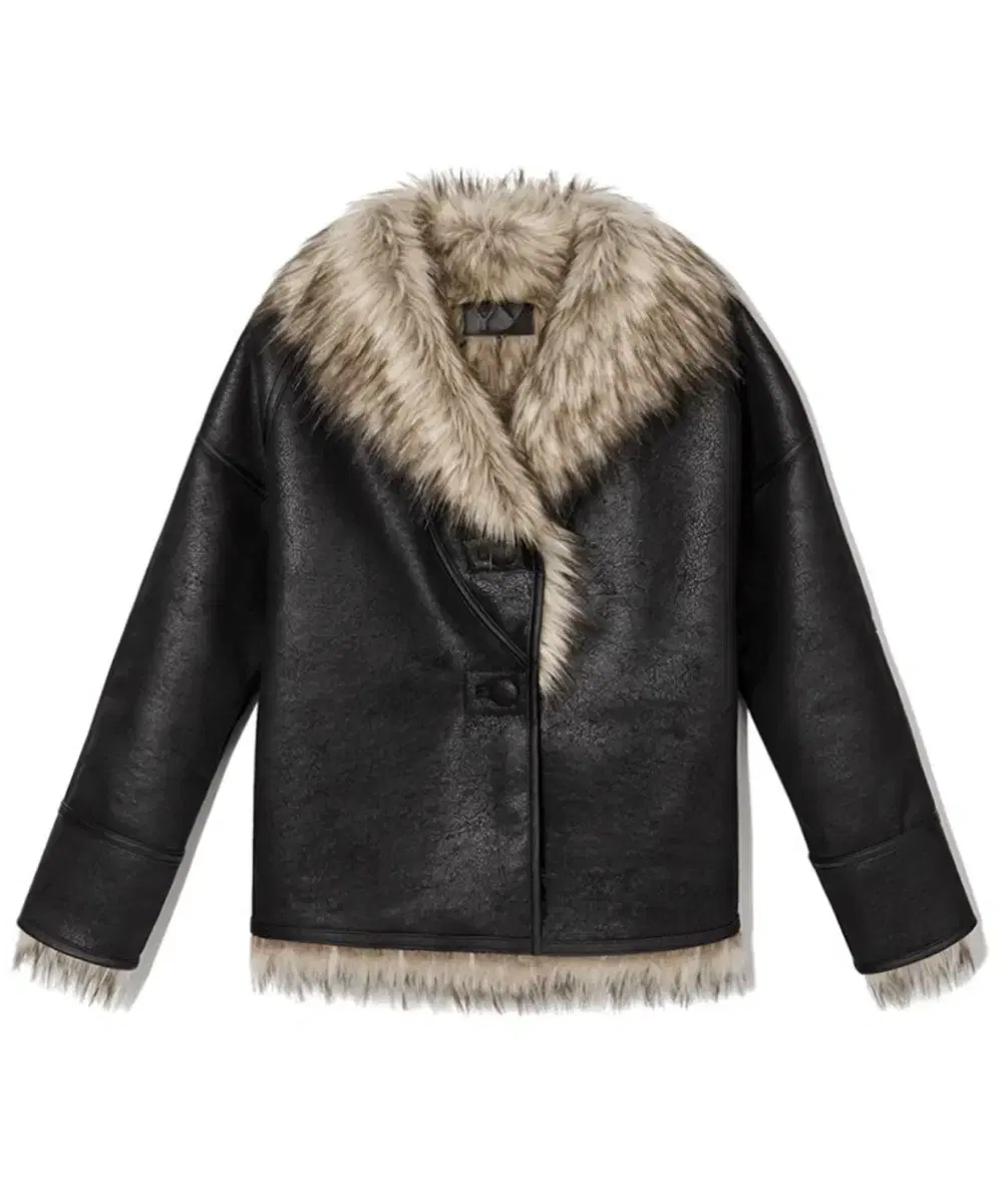 OPENYY FAUX FUR REVERSIBLE JACKET, BLACK