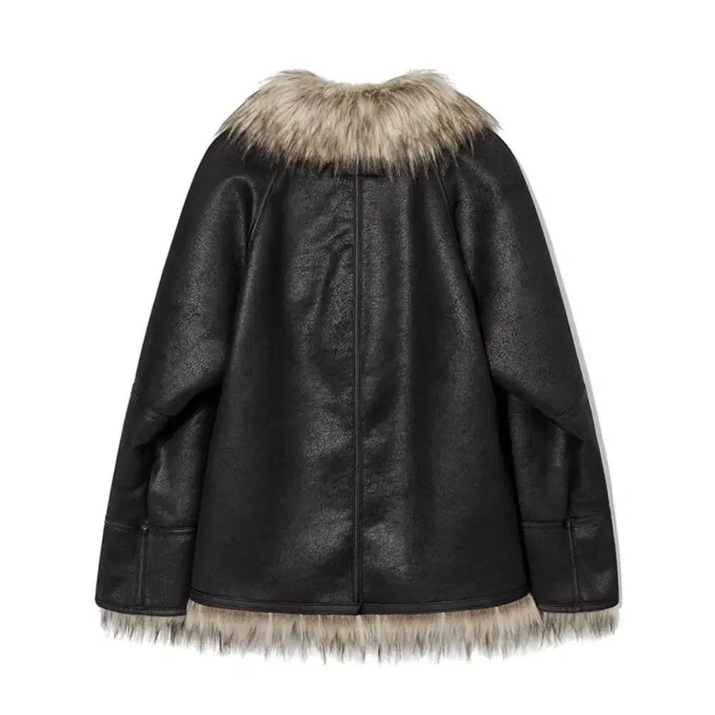 OPENYY FAUX FUR REVERSIBLE JACKET, BLACK