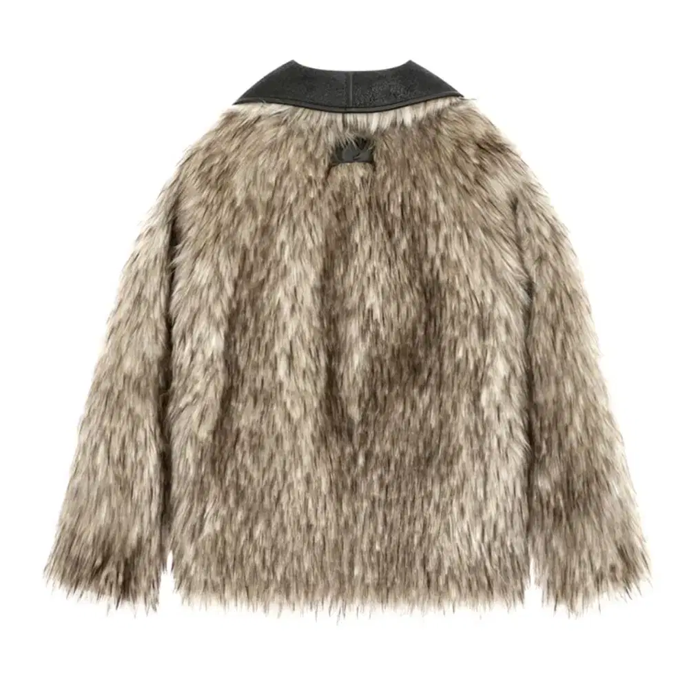 OPENYY FAUX FUR REVERSIBLE JACKET, BLACK