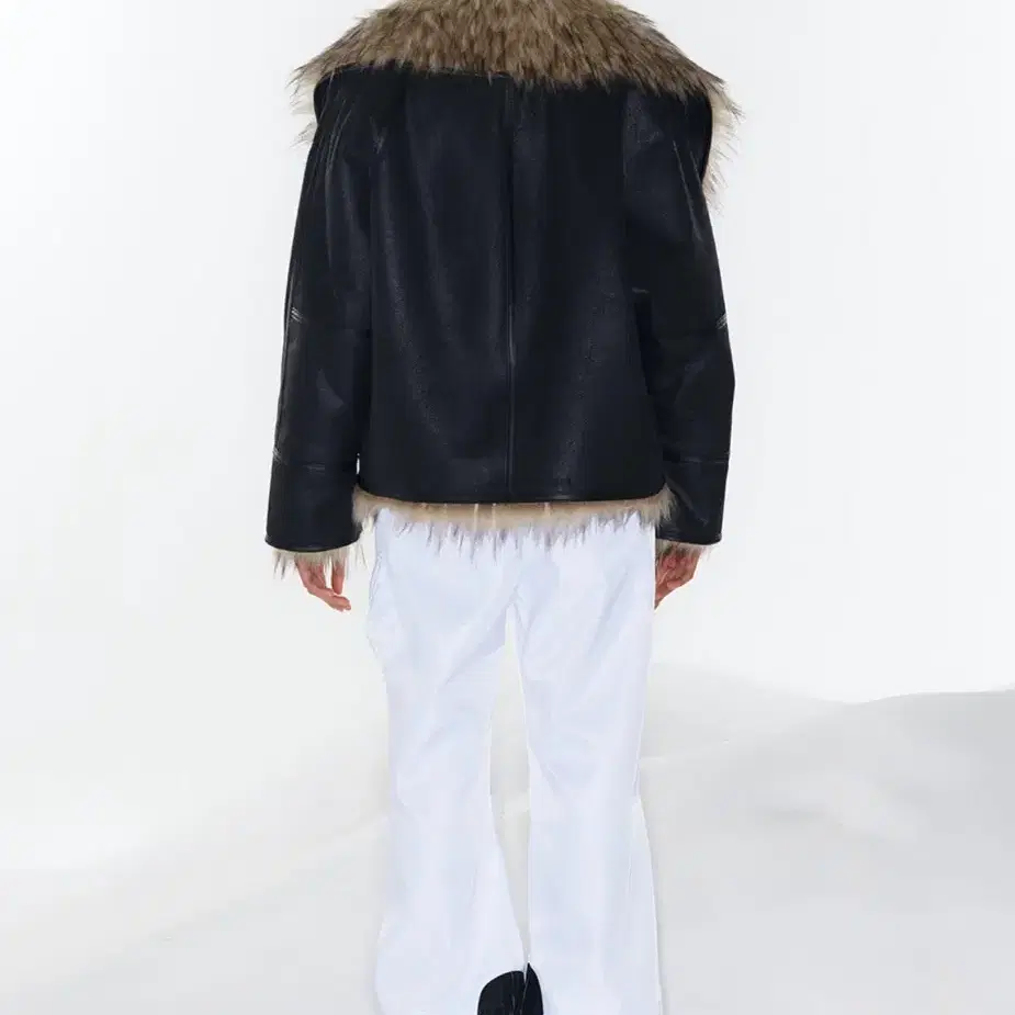 OPENYY FAUX FUR REVERSIBLE JACKET, BLACK