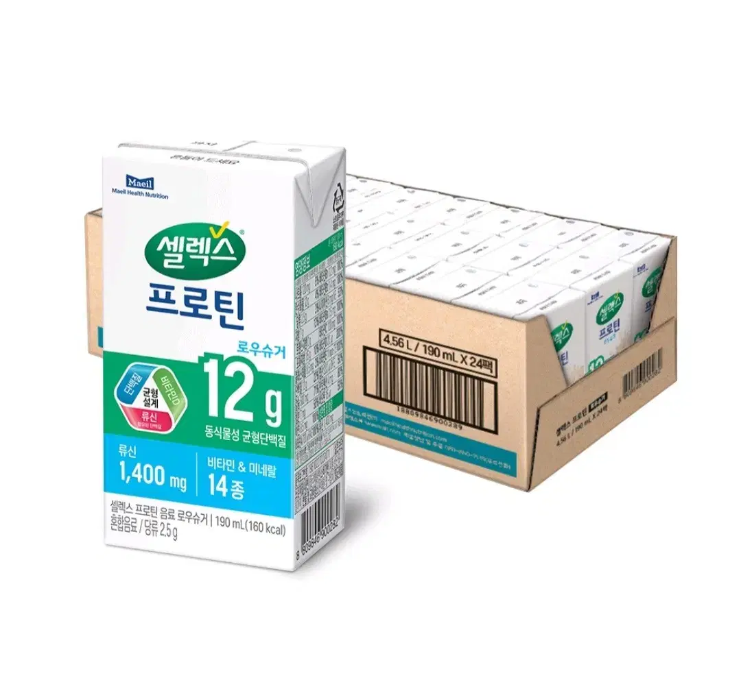 무료배송)) 셀렉스 프로틴( 로우슈거 음료), 190ml, 24개