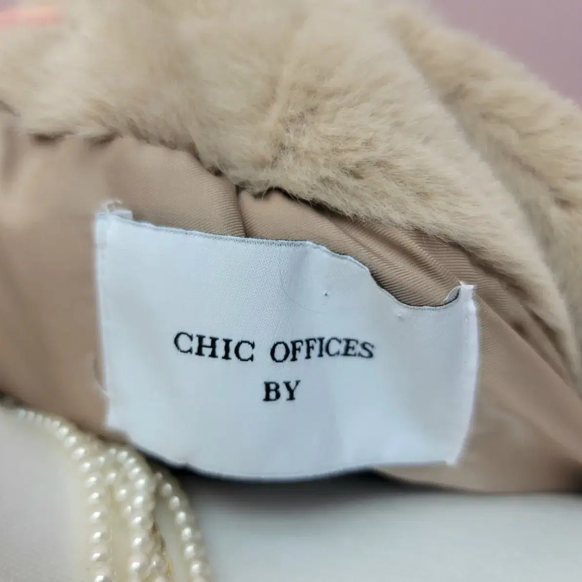 CHIC OFFICES 라인 밍크에코퍼 코트