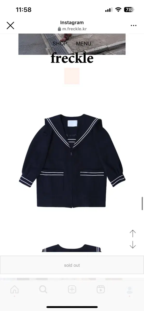 프레클 sailor navy midi jacket 세일러 미디자켓