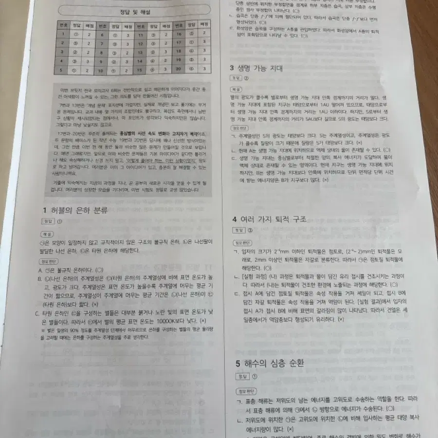 시대인재 지구과학1 모의고사 9회분