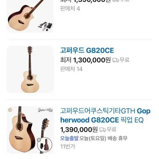 고퍼우드 Gopherwood G820CE 통기타