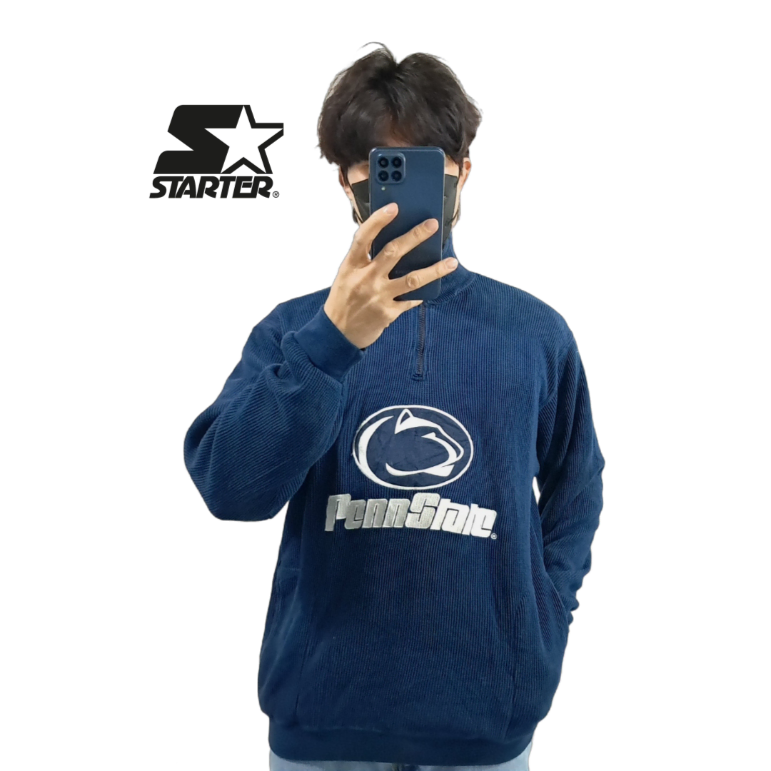 (CS587)L 스타터 Penn State 하프집업 니트 스웨터knit