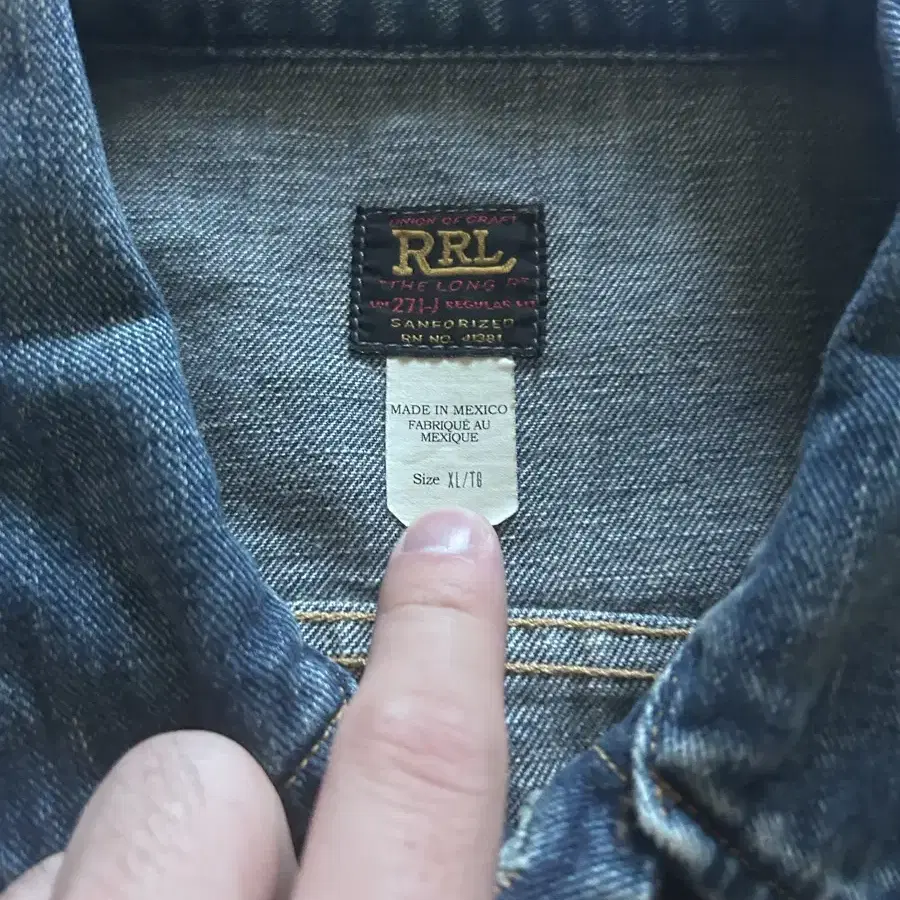 RRL LOT 271 리랜드 연청 데님 자켓 XL