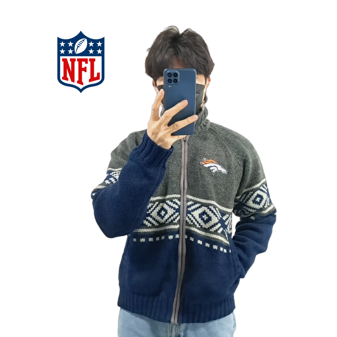 (CS594)L NFL Denver Broncos 집업 니트 스웨터kni