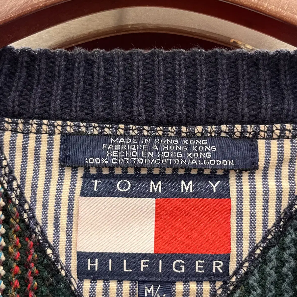 90s Tommy Hilfiger 타미힐피거 체크 니트